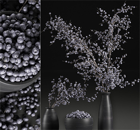 创意花瓶 蓝莓装饰 浆果插花摆件