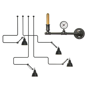 灯具 创意工业风吊灯 水管压力表壁灯