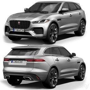  银色捷豹F-PACE SUV 3D模型 捷豹F-PACE SUV 3D模型渲染图 汽车模型